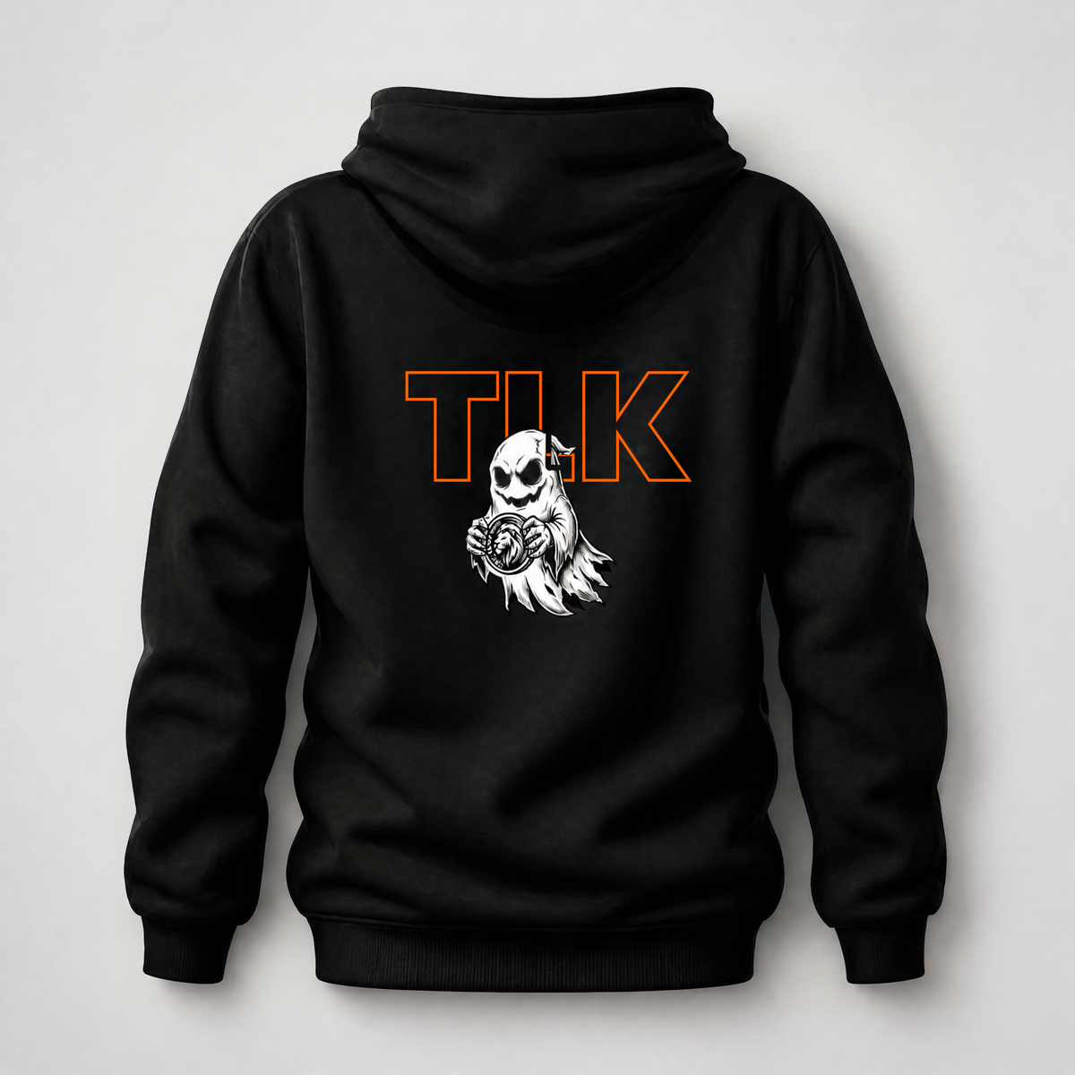 Sudadera negra adulto espalda diseño fantasma TLK The Lions Kids Halloween.