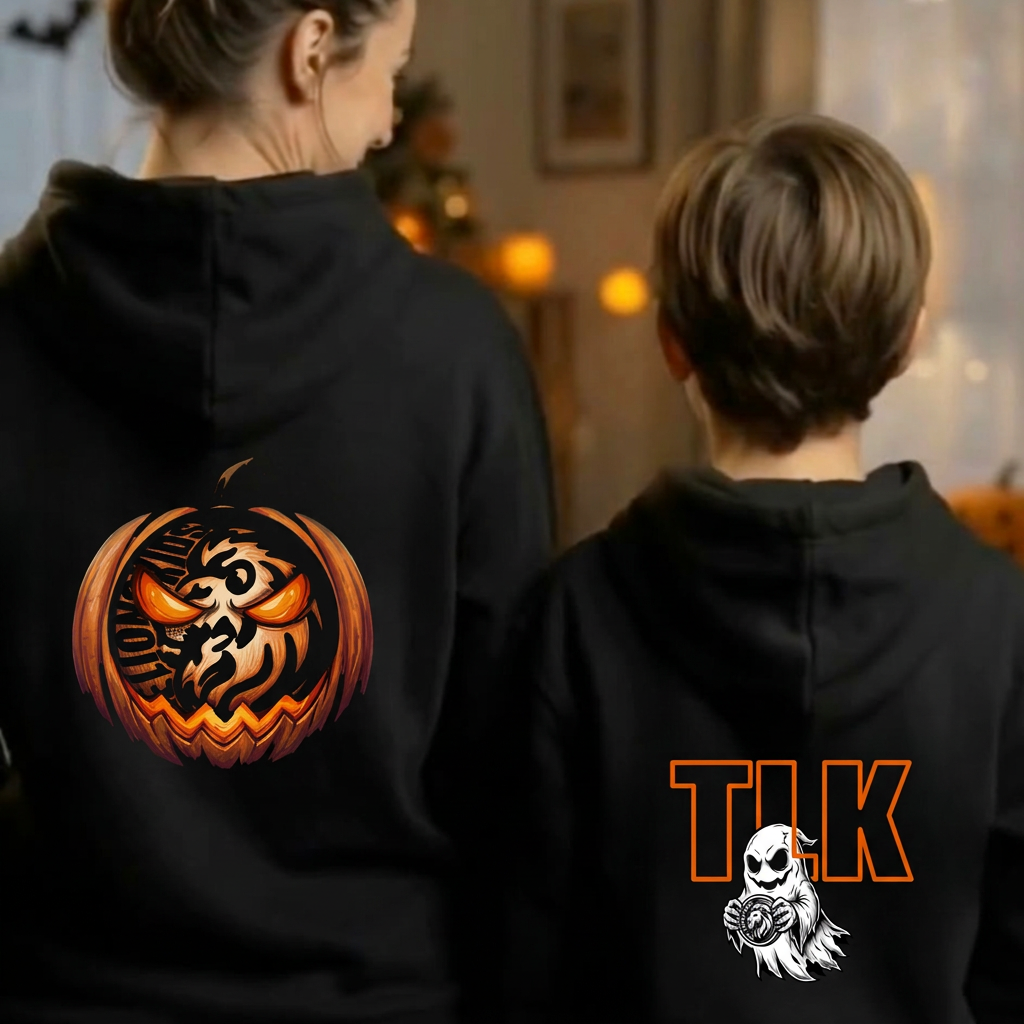 Pack en familia TLK · Ghost infantil + Pumpkin adulto